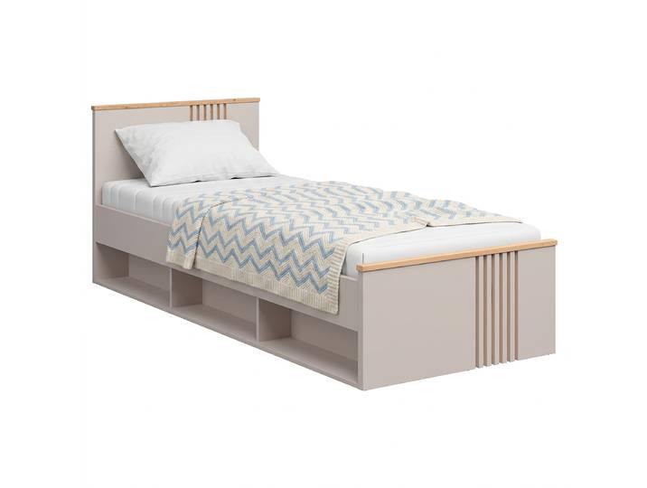 Bettgestell 90 x 200cm Spanplatte, foliert Beige Eiche