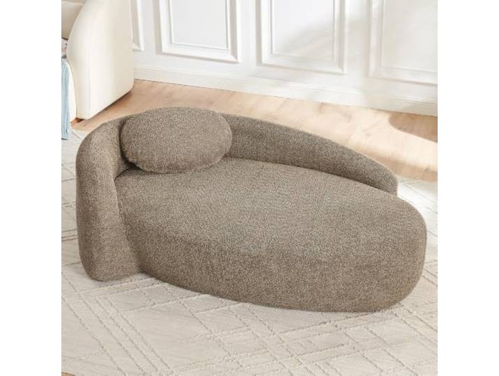 I0I&I0I Minimalistisches Teddy Sofa mit Runddesign Weich gepolstert, Kissen, Vielseitig für Wohnzimmer, Schlafzimmer und Studio (Brown + Teddy + 1 Seat + Foam)