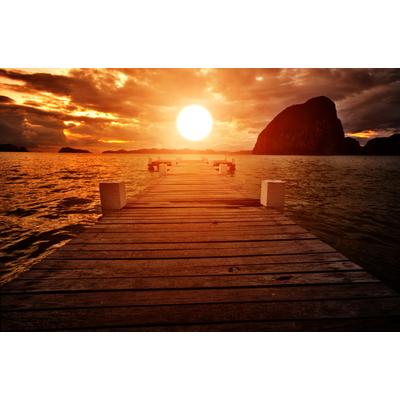 Fototapete PAPERMOON "Jetty Sunset", bunt, B:4m L:2,6m, Vlies, Tapeten