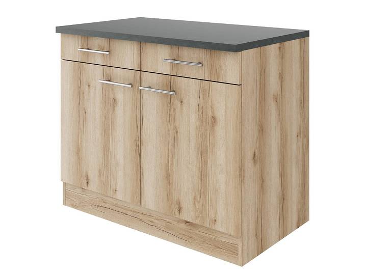 Meuble bas 100cm Marron/Imitation chêne sauvage