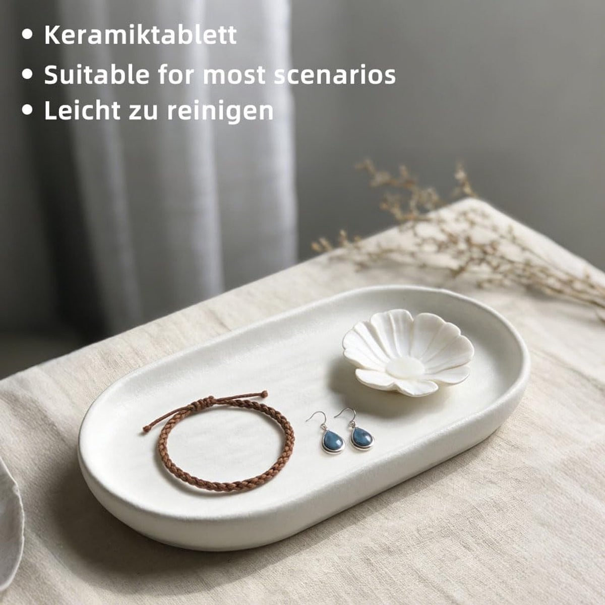 Decoratieve Badkamer Tray Set van 2 - Keramische Opbergtray voor Badkamer en Keuken