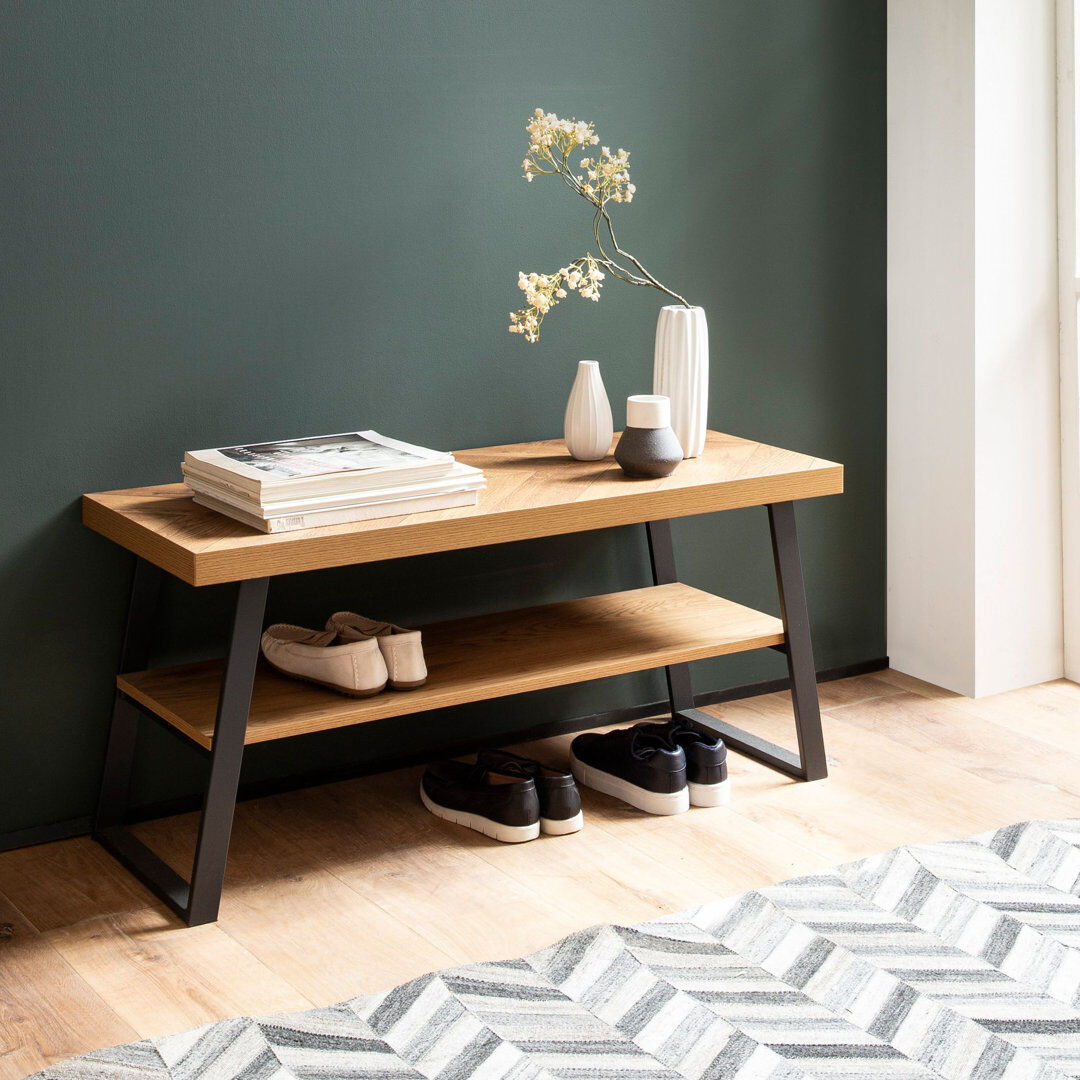 Wohnling Upholstered Bench with Cubby Black;Brown 41cm H X 100cm W X 40cm D