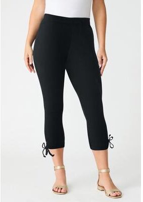 Plus Size Women's Side Tie Ruched Capri by Roaman's in Black (Size 38/40)