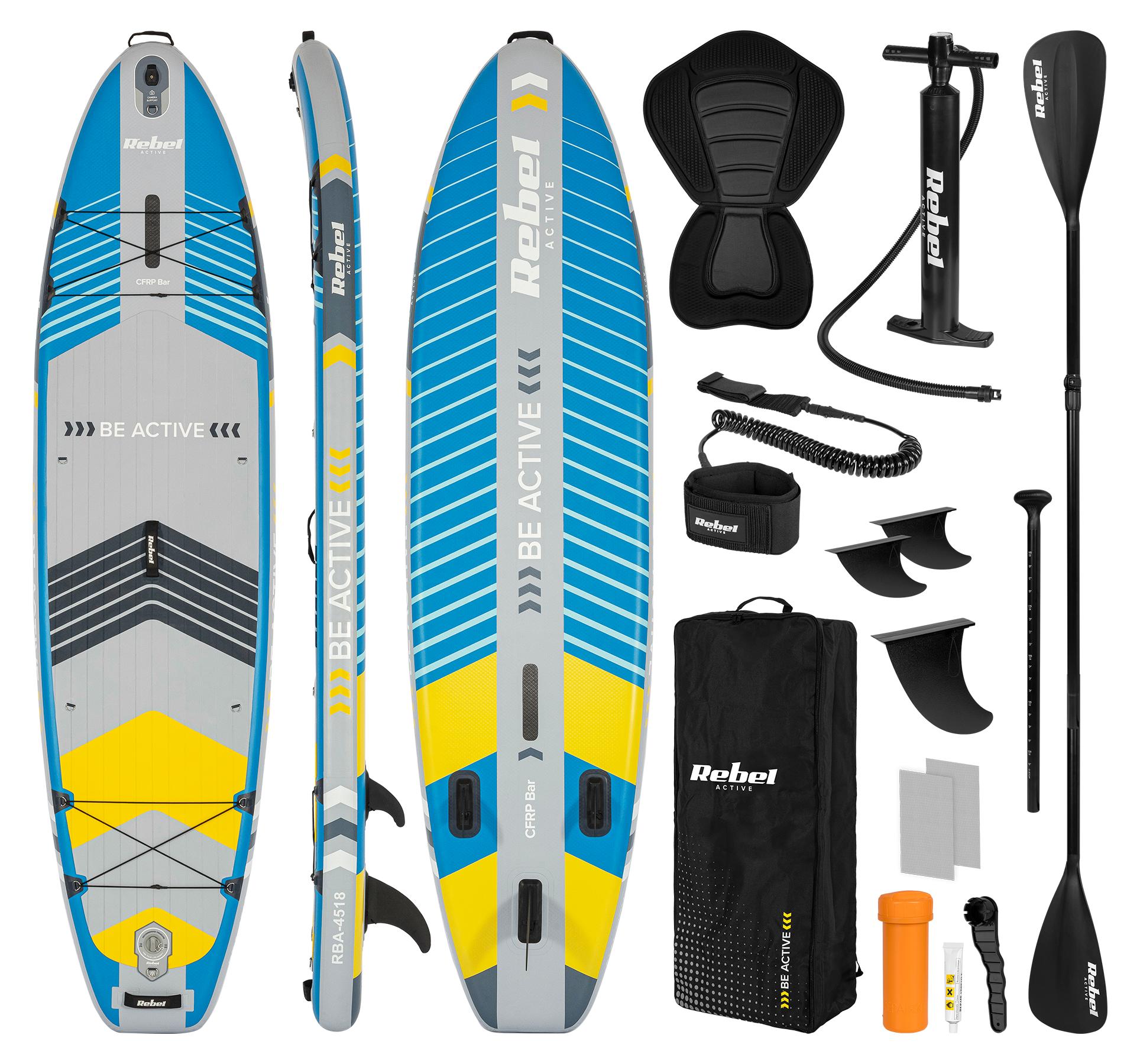 Rebel RBA-4518-BL Paddleboard mit Zubehör, 335 cm, SUP ACTIVE PRO, blau