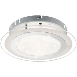 LED Deckenleuchte Deckenlampe Sternenhimmeleffekt Schlafzimmerlampe Chrom, Glas opal, 18W 1250lm warmweiß-kaltweiß, DxH 27x6,5 cm