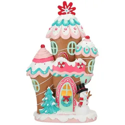 Gingerbread House Snowman LED 42cm