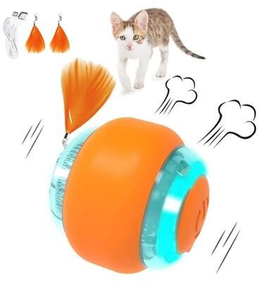 Uplifted Finds Automatic Rolling Interactive Smart Cat Ball Toy With Feathers Automatic Rolling Interactive Smart Cat Ball Toy With Feathers