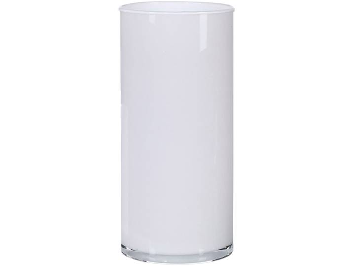 Tischvase GOODPRODUCT Cyndee , weiss (weiß), H:30cm Ø:15cm, Glas, Vasen, Tischvase, aus Glas, zylindrische Form, Höhe ca. 30 cm