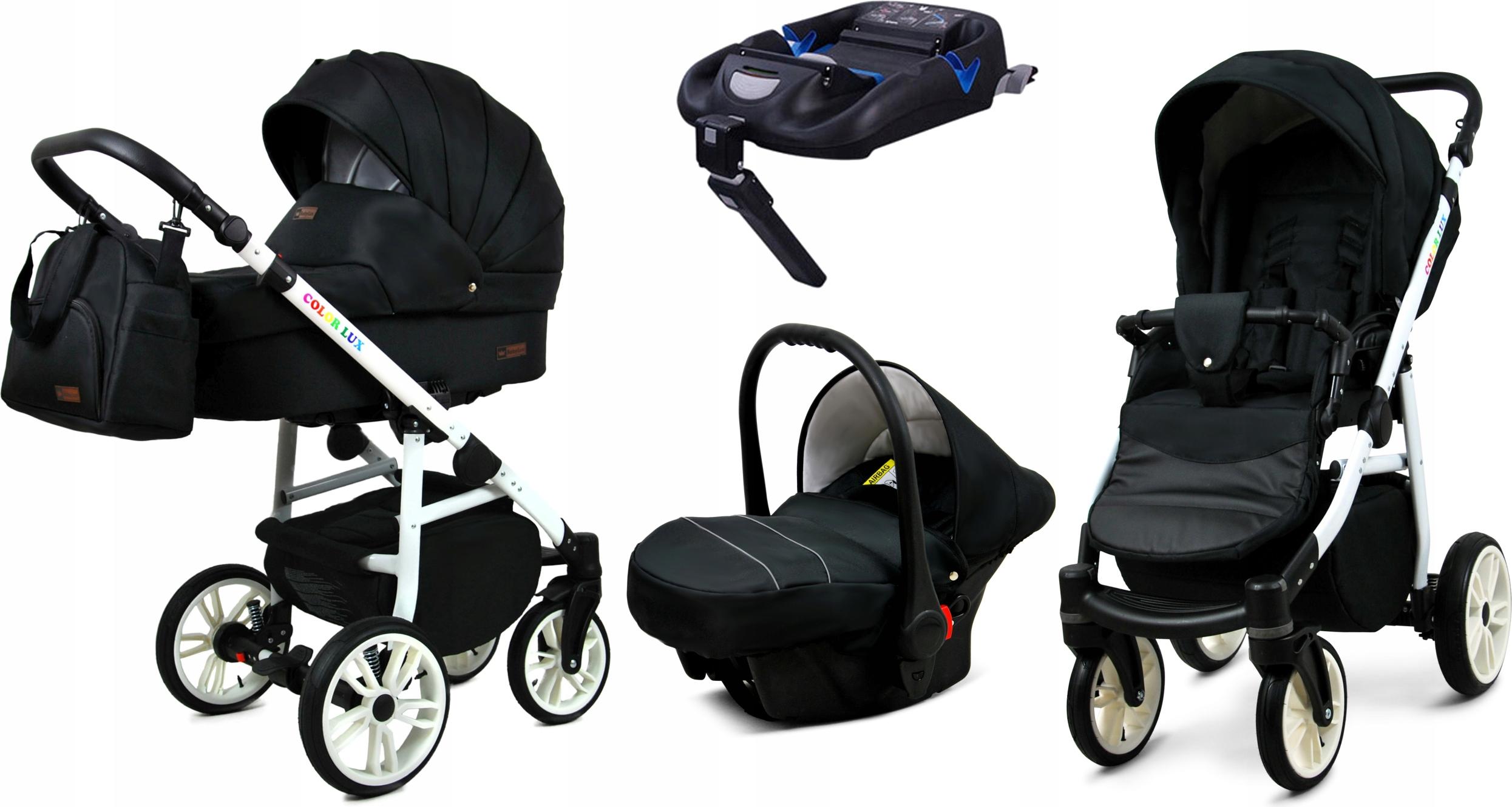 BabyLux Color Lux | 4in1 Kinderwagen Set | Onyx | Kombikinderwagen | Kinderwagenset | Isofix-Ba