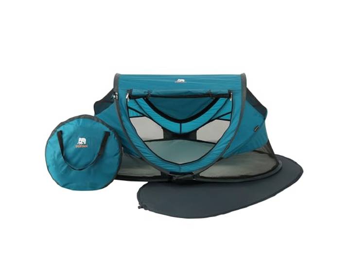 Deryan Baby & Kinder Reisebett mit Matratze - ab Geburt bis 4,5 Jahre, Pop Up Kleinkindbett Babyzelt in 2 Sekunden aufgestellt, inkl. Moskitonetz & Reisetasche, Schnell & Kompakt Faltbar, Ozean