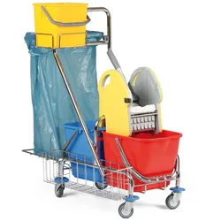 Professioneller Doppeleimer-Reinigungswagen mit Beutelhalter