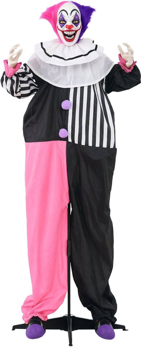 HOMCOM Halloween Griezel-Clown met LED-verlichting en geluid, 173 cm hoog, meerkleurig