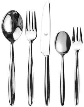 Mepra Acqua Flatware Set with Cake Fork and H/H Knives - 30 Pieces - Stainless Steel