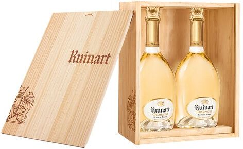 Ruinart Estuche de madera con 2 botellas de champagne Brut Blanc de Blancs.