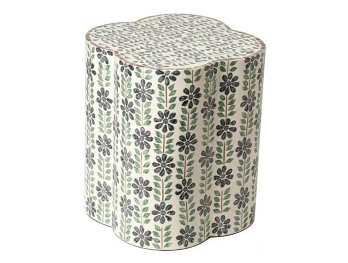 RBXNHGS Beistelltisch mit Capiz-Muscheln, Gartenhocker, Beistelltisch rund Capiz-Muscheln, Beistelltisch, Gartenhocker, Wohnzimmer, Kunsthandwerk(H*w 13.78*15.7in)