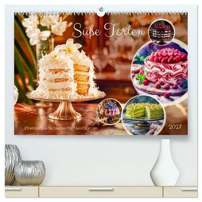 Süße Torten - Cremige Köstlichkeiten für Naschkatzen (hochwertiger Premium Wandkalender 2027 DIN A2 quer), Kunstdruck in Hochglanz