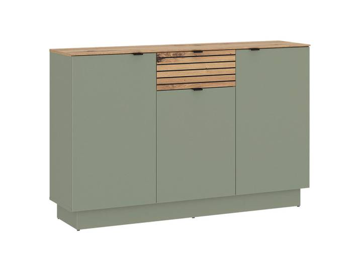 Livetastic Sideboard, Salbeigrün, Eiche Artisan, Kunststoff, 5 Fächer, 1 Schublade(n) Schubladen, 135x90x40 cm, Kleinmöbel, Kommoden, Sideboards
