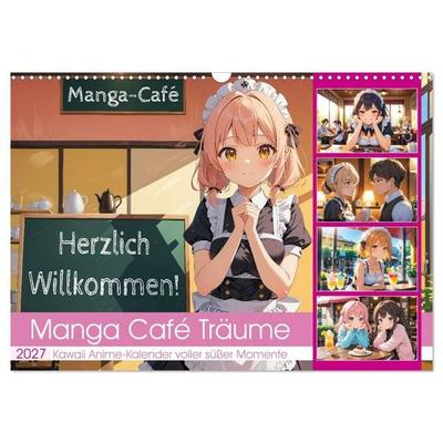 Manga Café Träume - Kawaii Anime-Kalender voller süßer Momente (Wandkalender 2027 DIN A3 quer), CALVENDO Monatskalender