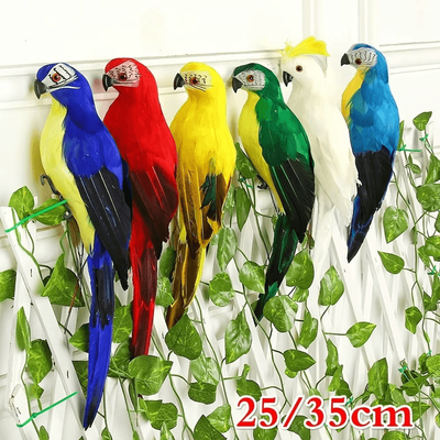 Inspire Essentials Handcrafted Feather Parrot Garden Decor 35 Cm rosered