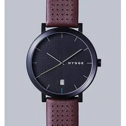 HYGGE - 2203 SERIES - black bordeaux leather / 44 MM