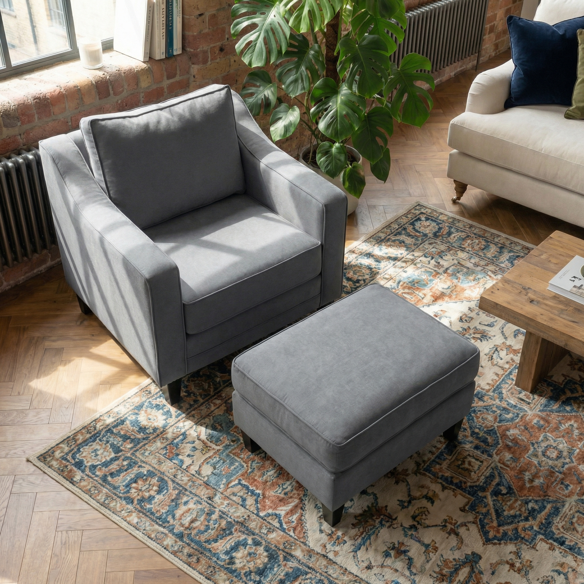 Sofa Style Wiltshire Footstool in Smoke Grey