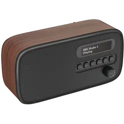 VQ – Dexter – Radio – DAB/DAB+ Digitalradio mit UKW, Bluetooth-Lautsprecher, Wecker, wiederaufladbarer Akku, Echtholzgehäuse – Braunes Design von VQ