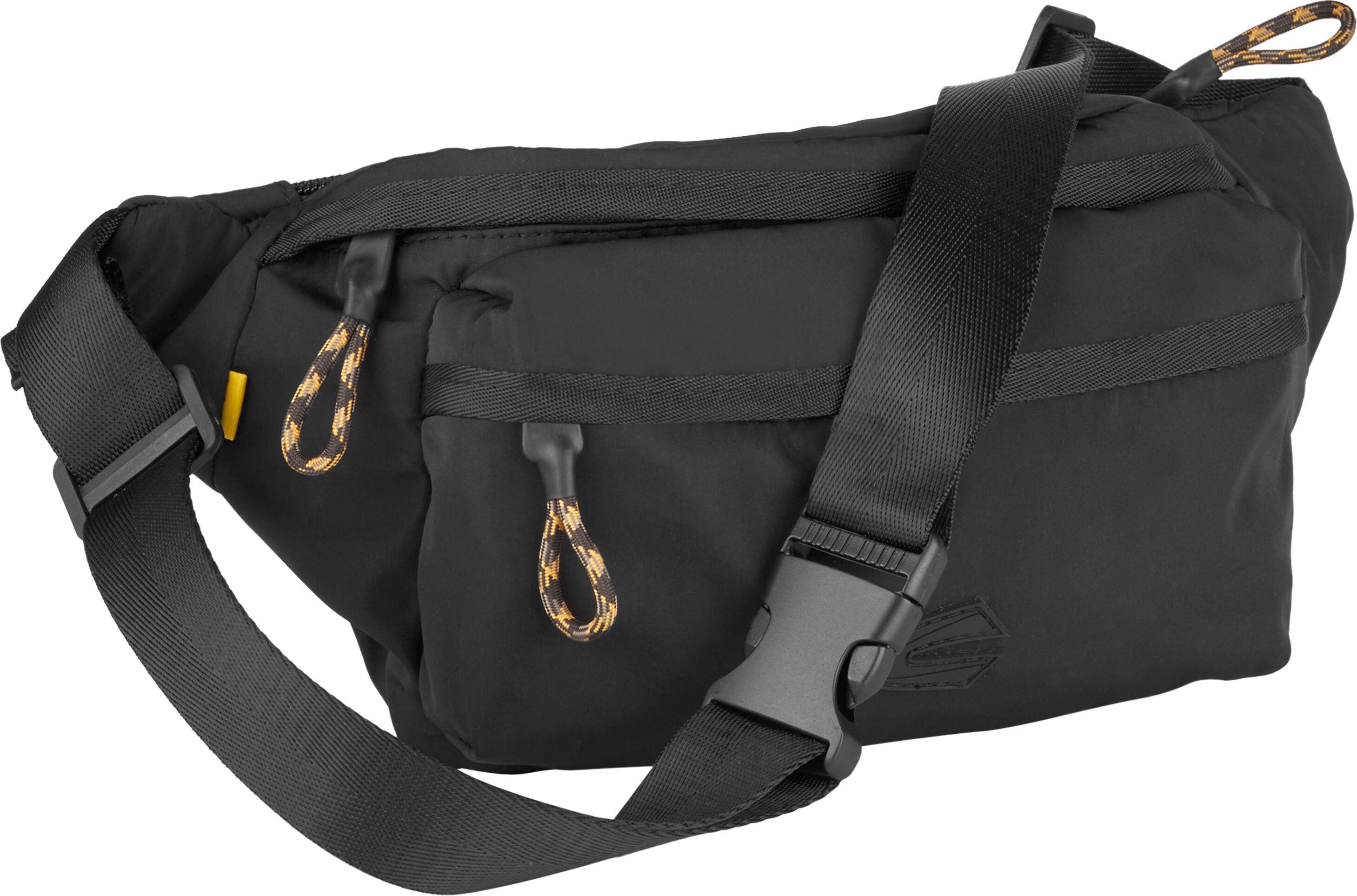 Bauchtasche CAMEL ACTIVE "Terra", Herren, Gr. B/H/T: 32cm x 15cm x 8cm, schwarz, Polyester, Taschen Bauchtasche, aus recyceltem Nylon und voluminös aufgesetzten Taschen schwarz B/H/T: 32cm x 15cm x 8cm