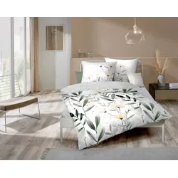 kaeppel Bettwäsche Satin Leafy Garden vanille 135x200 cm + 80x80 cm