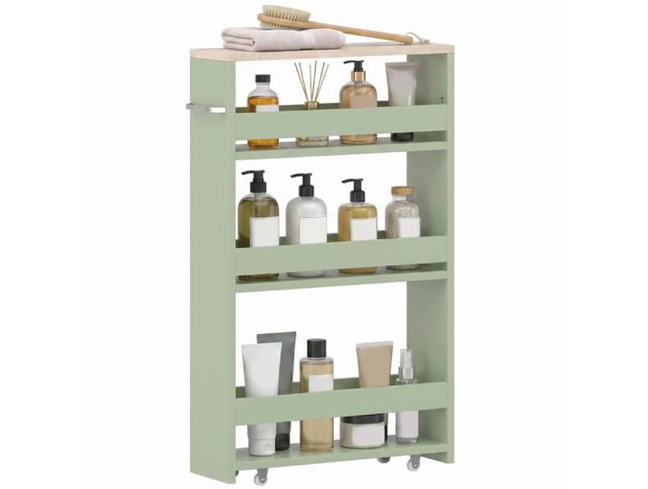 Desserte de cuisine a roulettes chariot de rangement 3 niveaux avec poignee 48 x 15 x 80 cm vert format compact