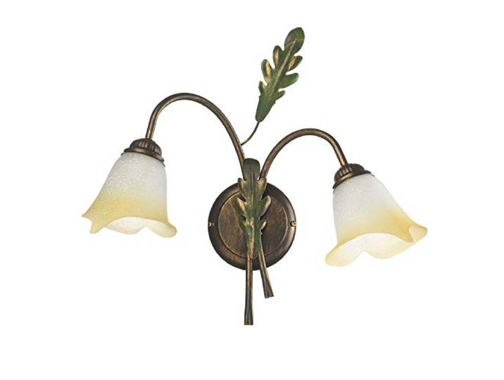 ONLI Applique murale en chêne feuille vert bronze 2 lumières