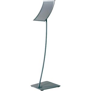 Update-Displays Infoständer Arc aus Stahl, silber, A4, 109 cm Höhe