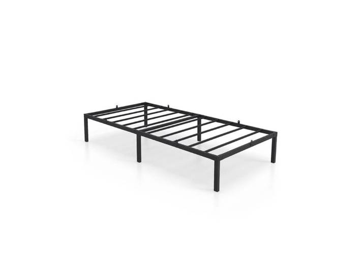 Lit pliant en métal AKORD 90x190 cm noir sommier 10 lattes 6 pieds sans matelas