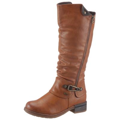 Stiefel RIEKER, Damen, Gr. 42, Varioschaft, braun (cognac, used), Lederimitat, used, Schuhe Damenschuh Stiefel Reißverschlussstiefel Winterstiefel, Winterstiefel, Blockabsatz, mit Tex Membran, Varioschaft