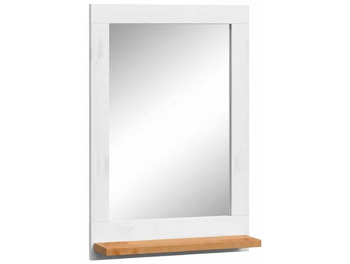 Badspiegel HOME AFFAIRE JOSIE , weiss (weiß, honig), B:40cm H:60cm T:11,6cm, Massivholz, Spiegel, Badspiegel, aus Massivholz, 40x60 cm, aus Massivholz, mit Ablage