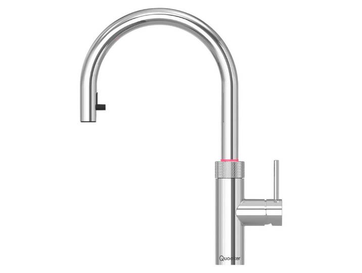 Quooker Küchenarmatur Flex Round, Chrom, Metall, 4.6x40x25.6 cm, Made in EU, flexible Anschlussschläuche, herausziehbarer Auslauf, Trinkwassersystem, Keramikkartusche, für kochendes Wasser geeignet, Sprudelwasser geeignet, Küchen, Küchenausstattung, Küchenarmaturen