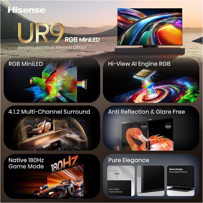 Hisense Smart Tv Mini Led 4k 75" 75ur9s-nero