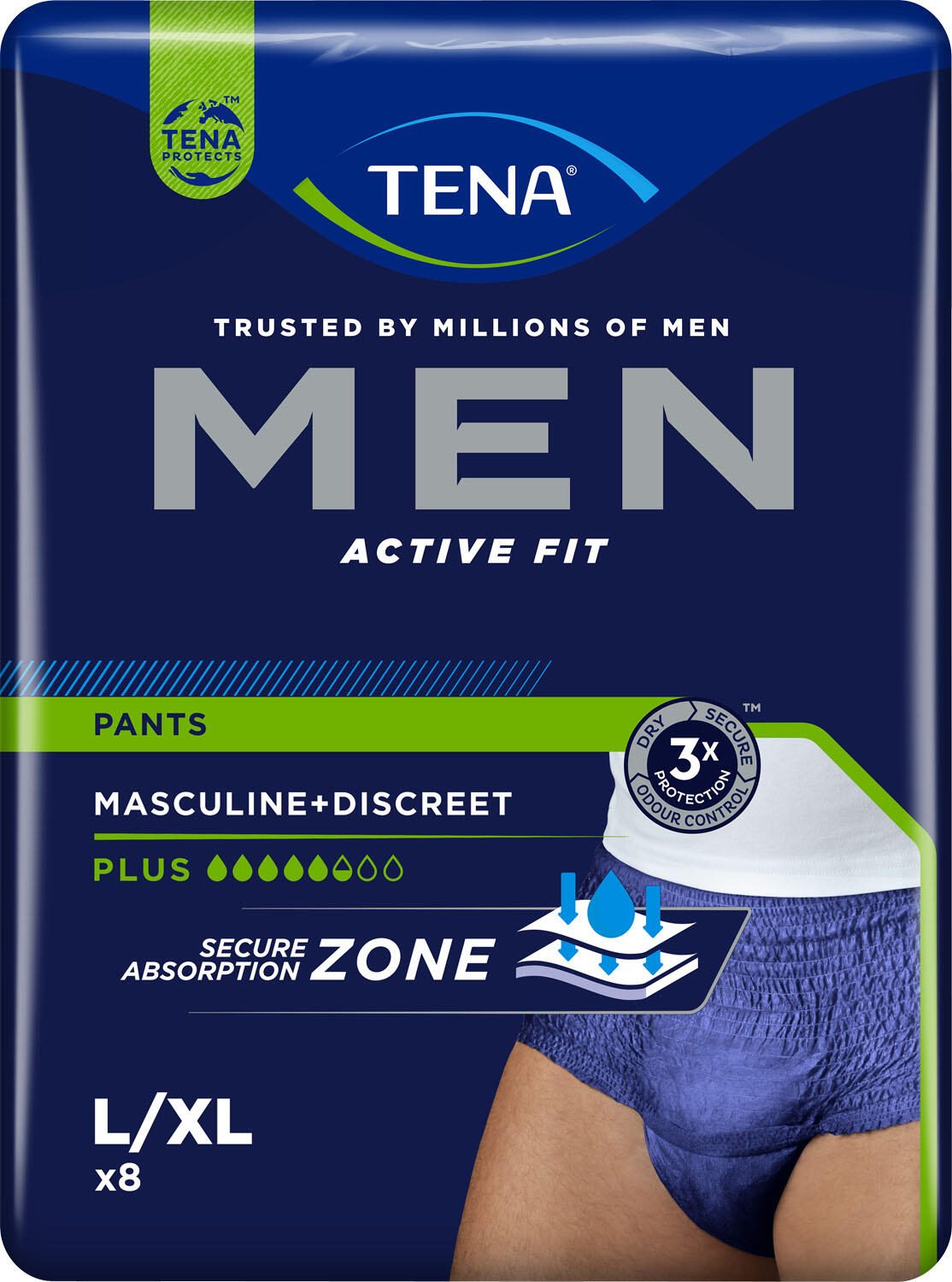 TENA Inkontinenzhosen MEN ACTIVE FIT PANTS PLUS Größe L/XL für Männer 772628