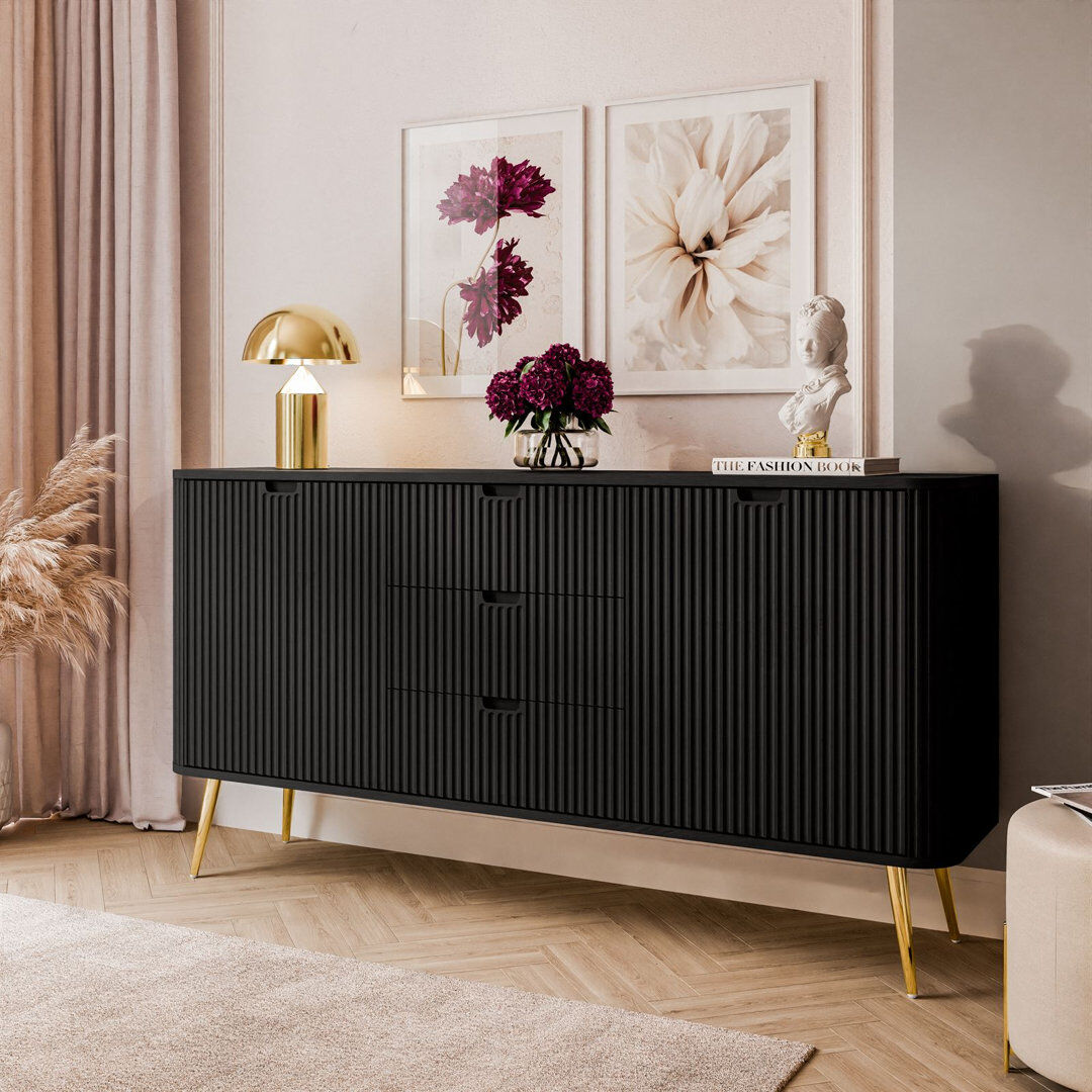 Canora Grey Autin 168 cm W Sideboard Black 87cm H X 168cm W X 39cm D
