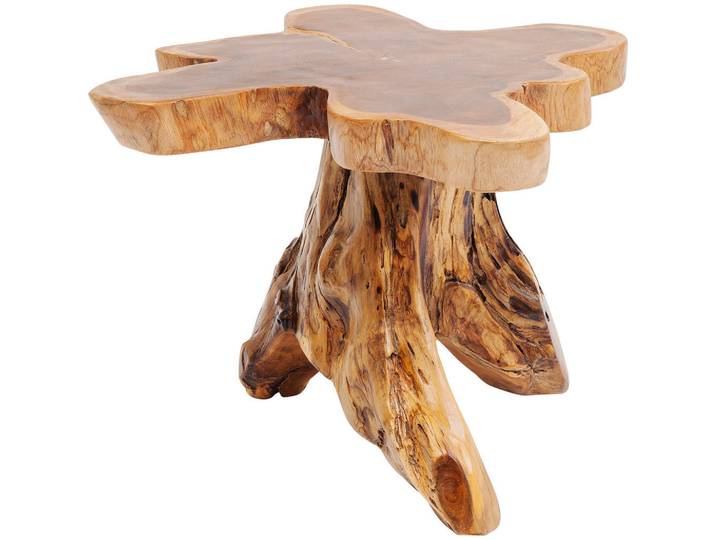 Kare-Design Beistelltisch, Braun, Natur, Holz, Teakholz, massiv, organisch, Säule, Sockel, 50x40x50 cm, Wohnzimmer, Wohnzimmertische, Beistelltische