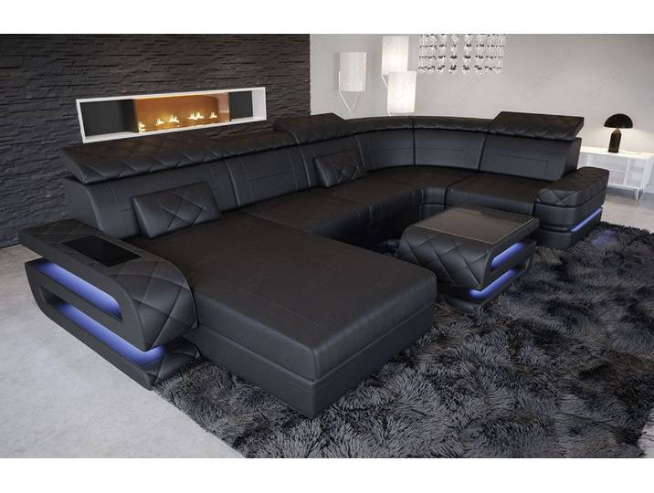 Mini Sofa Bologna U-Form in Leder