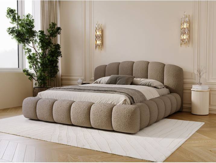 Polsterbett mit Stauraum und Lattenrost 140x200 Cloud Soft Braun