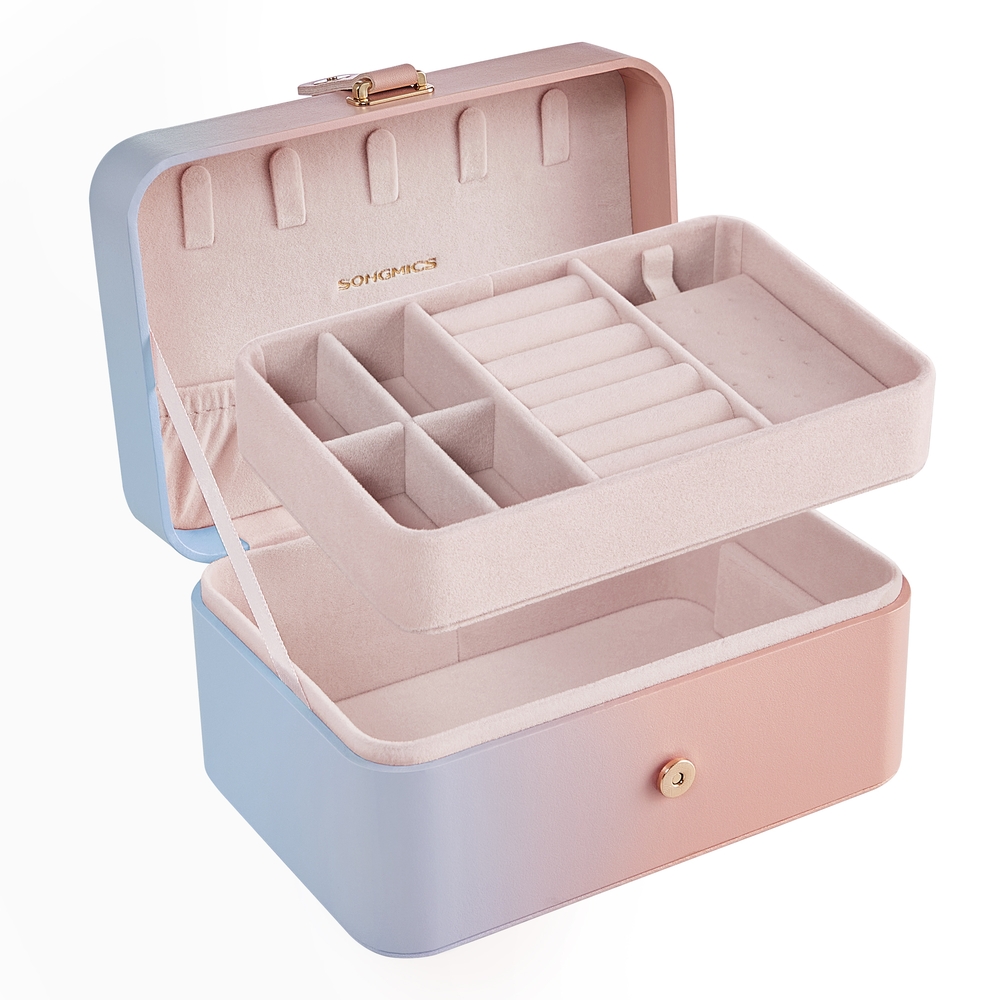 SONGMICS GISELLA Kollektion - Schmuckkästchen Reise mit 2 Ebenen JBC166X101