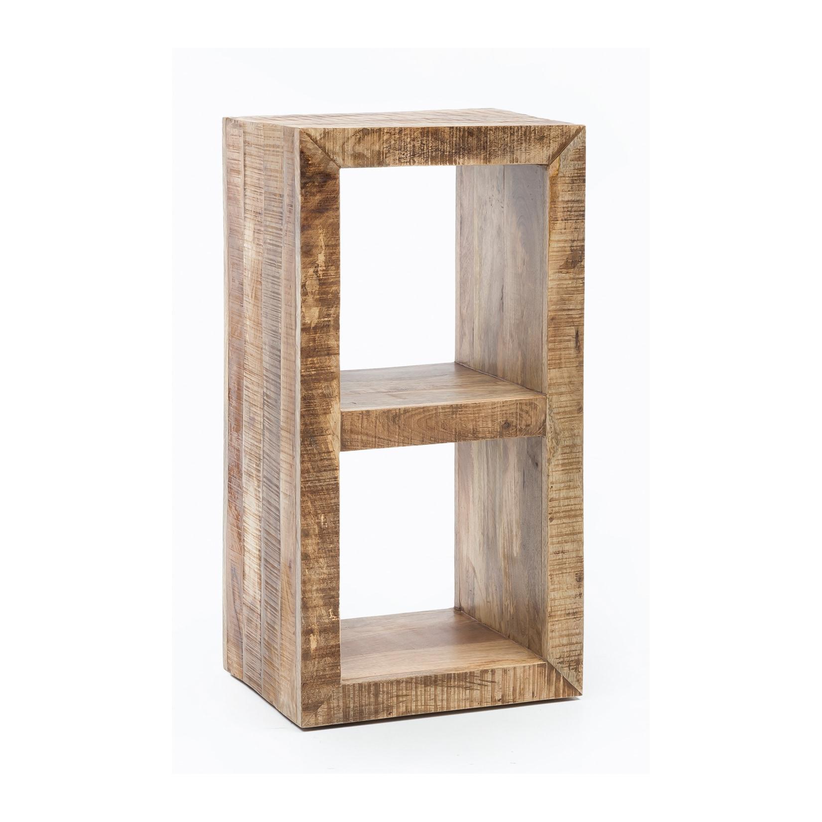 KADIMA DESIGN Holzregal EWA: Rustikales Standregal, Cube-Form, Vintage-Shabby-Look, 2 Innenräume, Mango-Massivholz.