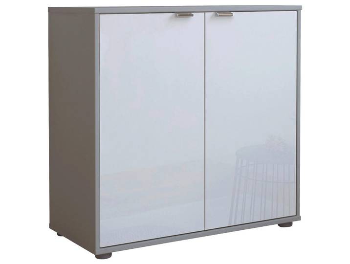 Dieter Knoll Kommode, Grau, Weiß, Glas, 1 Fächer, 80x70x43 cm, ISO 9001, Made in Germany, Typenauswahl, stehend, Wohnzimmer, Kommoden & Sideboards, Kommoden