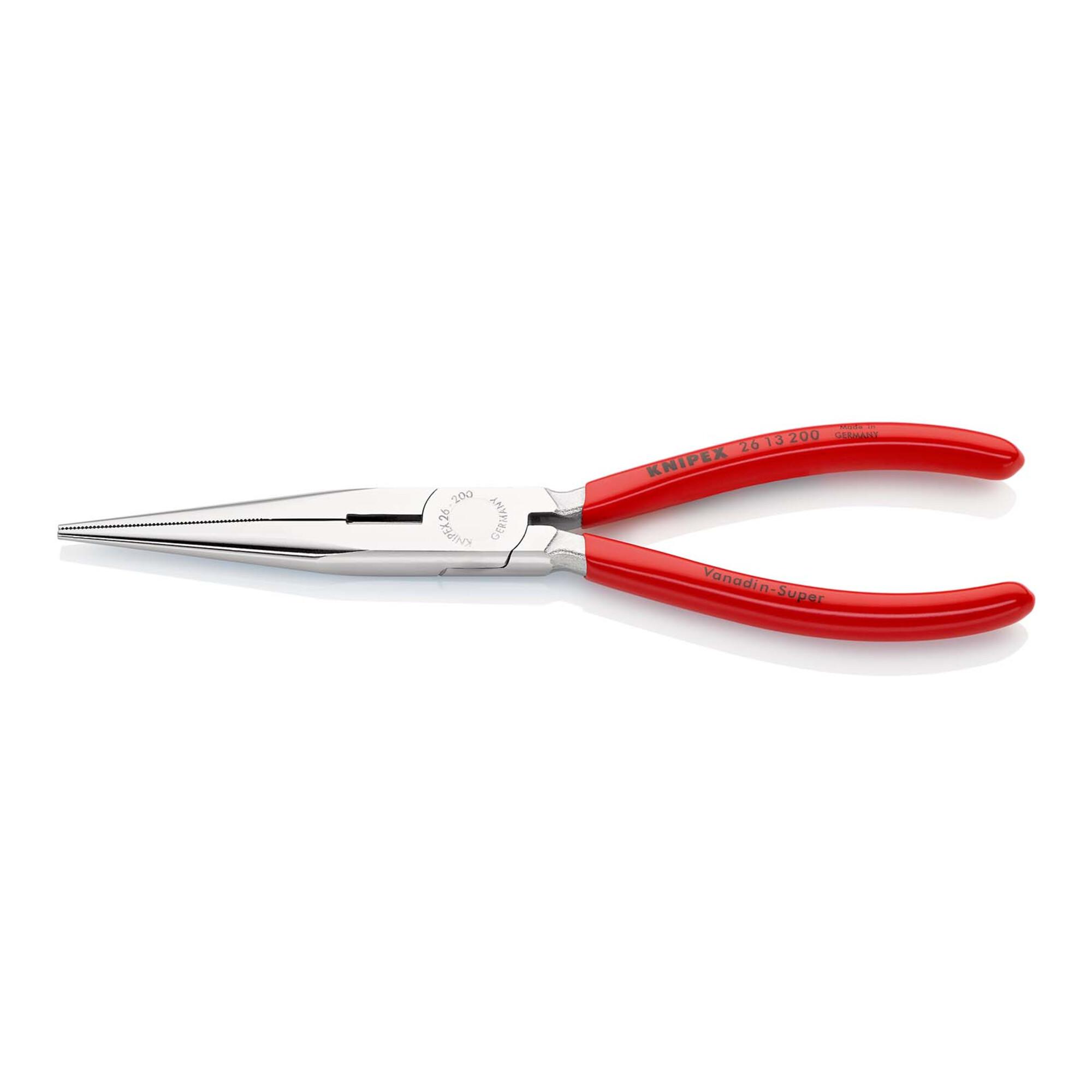 KNIPEX 26 13 200 Flachrundzange mit Schneide (Storchschnabelzange) mit Kunststoff überzogen verchromt 200 mm)