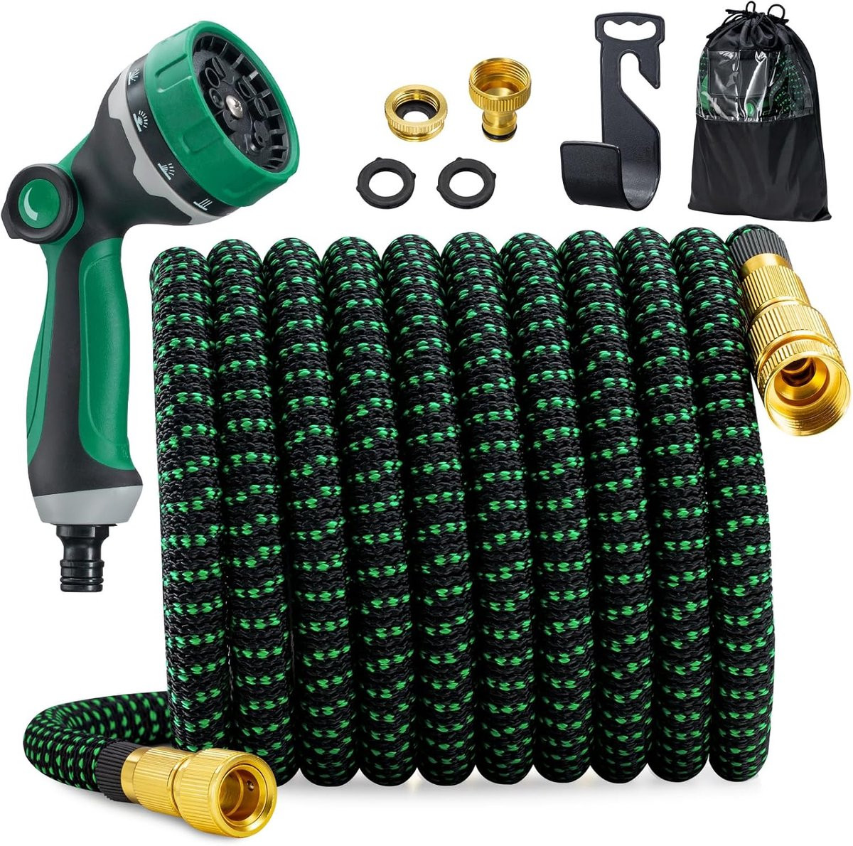 Tuinslang 30 meter met 10-functies mondstuk en messing fittingen