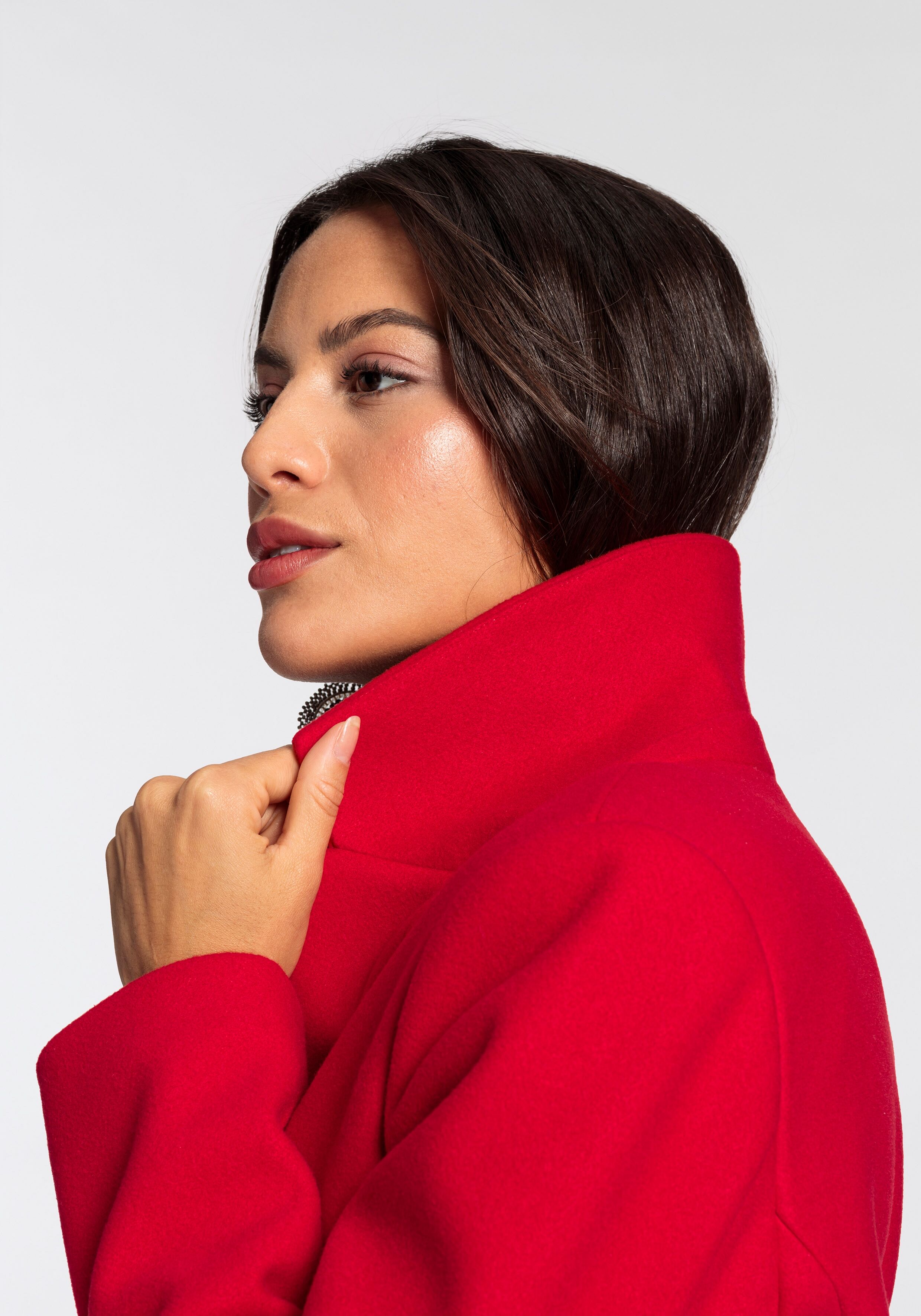 Kurzmantel LAURA SCOTT, Damen, Gr. 34, rot, Web, Obermaterial: 100% Polyester. Futter: 100% Polyester, normal extrakurz, ohne Ausschnitt, Mäntel Kurzmantel, perfekt für den Übergang in Wolloptik rot 34
