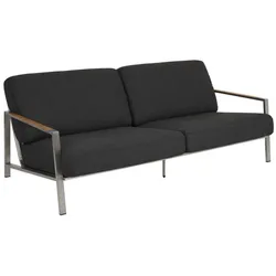 Gartensofa Naos mit Kissen aus Edelstahl und Olefin-Stoff, modern, dunkelgrau, für 2–3 Personen
