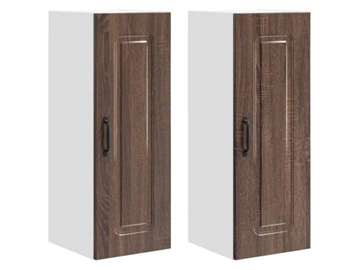 fsahslih Küchen Hängeschrank 2er Set Braun Eichen-Optik 30x31x80cm Wandschrank-Set für die Küche und Speisekammer zur übersichtlichen Organisation von Kochutensilien.