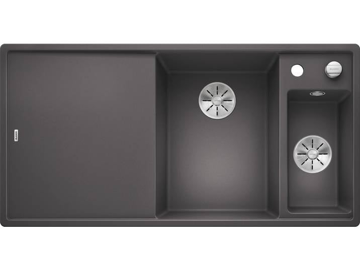 Granitspüle BLANCO AXIA III 6 S , grau (felsgrau), B:100cm, Verbundwerkstoff, Küchenspülen, inkl. Esche-Compound-Brückenschneidbrett, Multifunktionsschale